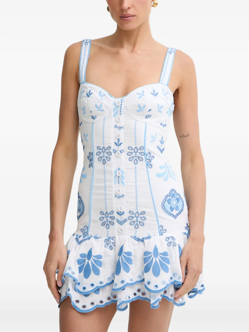 Charo Ruiz Ibiza Niva broderie-anglaise mini dress Wit