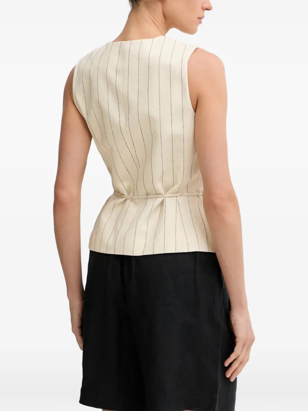 rag & bone Top met krijtstreep en gestrikte taille Beige