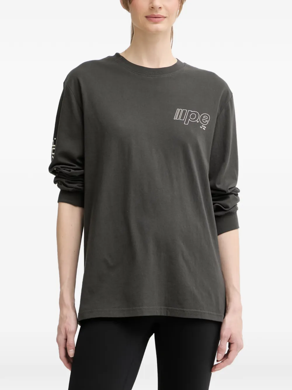 P.E Nation logo-print long-sleeve T-shirt - Grau