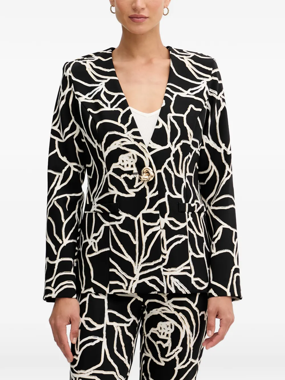 Joseph Ribkoff abstract-print single-breasted blazer - Schwarz