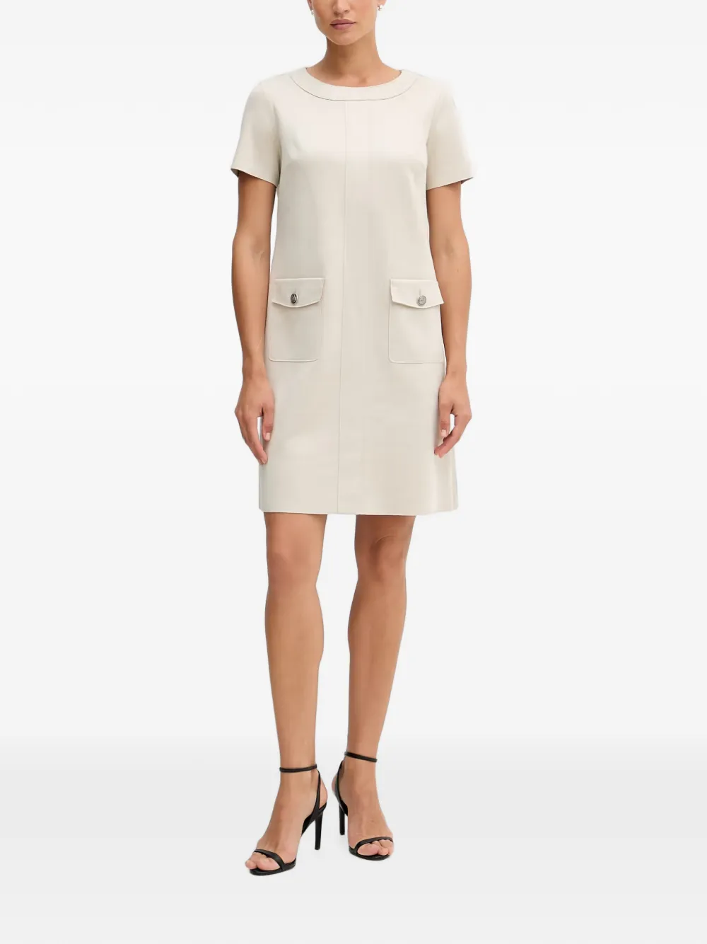 Joseph Ribkoff flap-pocket shift mini dress - Nude