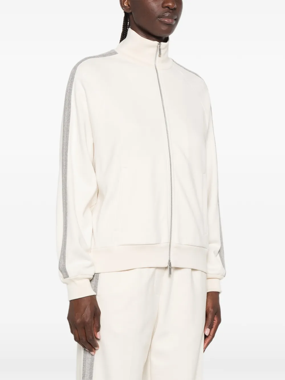 Peserico Sweater met zijstreep Beige