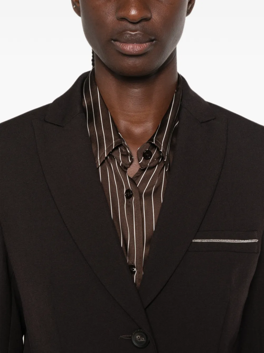 Peserico Blazer met enkele rij knopen en kralen afwerking Bruin