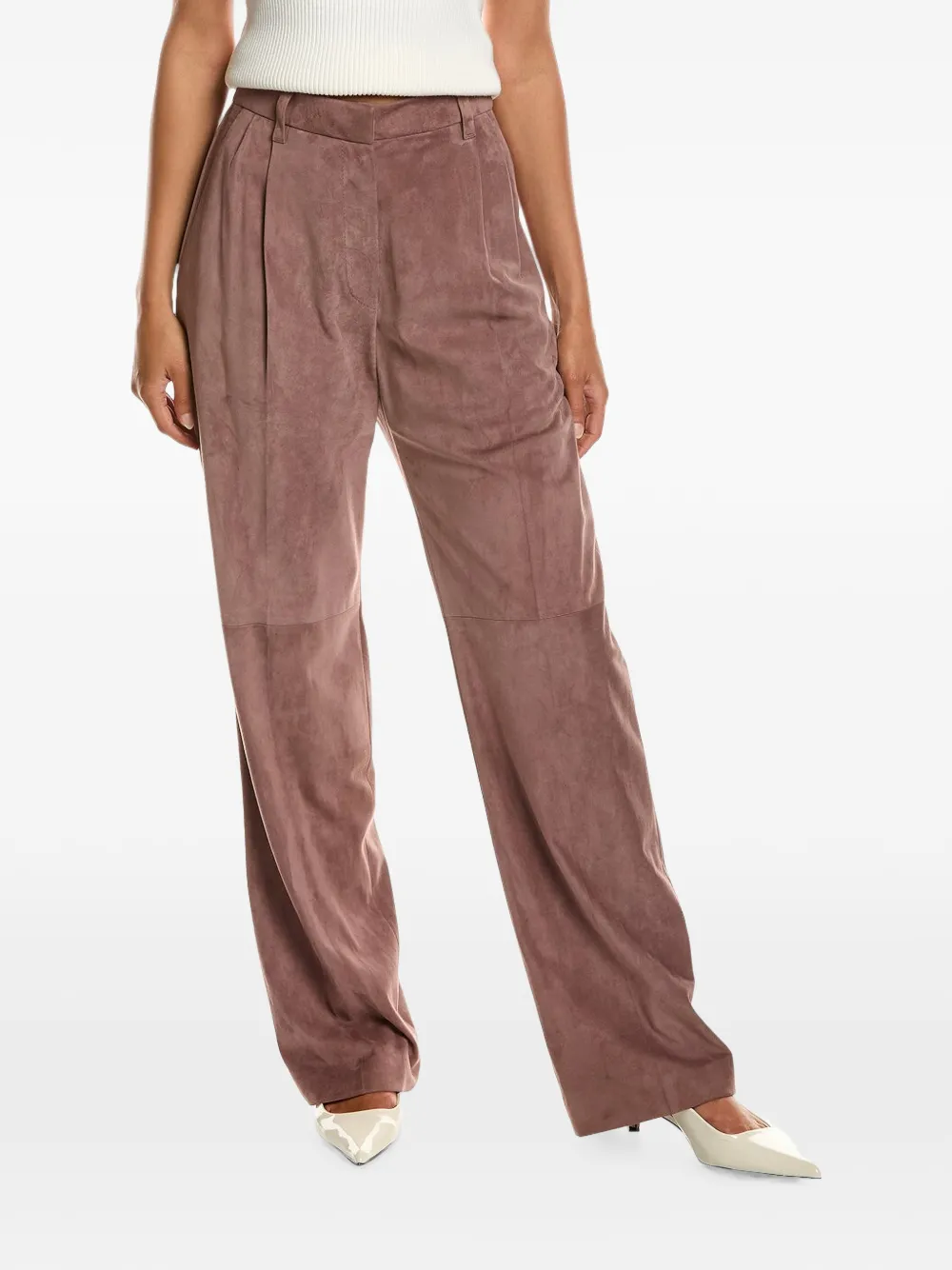 Brunello Cucinelli wide-leg suede trousers - Rosa