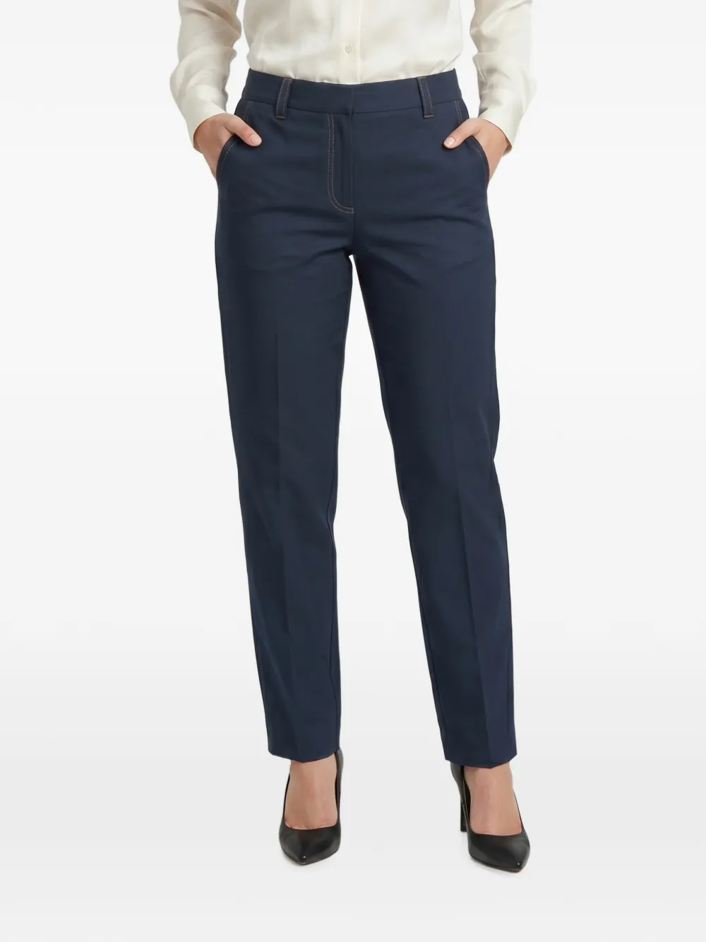 Brunello Cucinelli contrast-stitch trousers - Blau