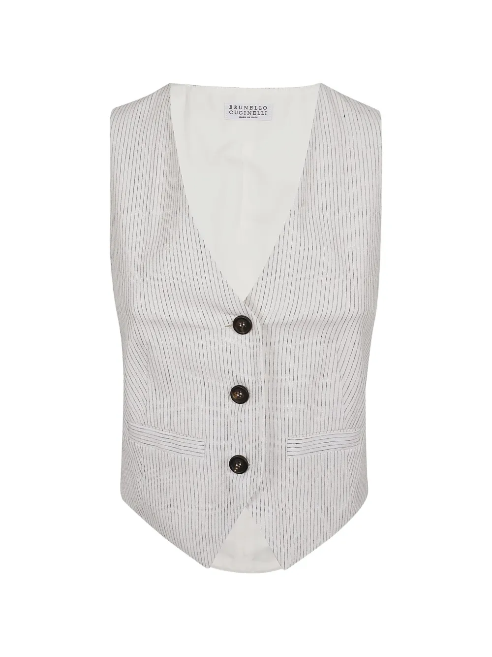Brunello Cucinelli striped tailored gilet - Bianco