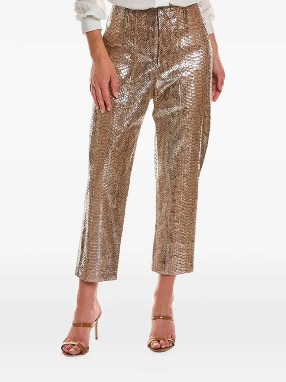 Brunello Cucinelli snake-effect leather trousers - Gold