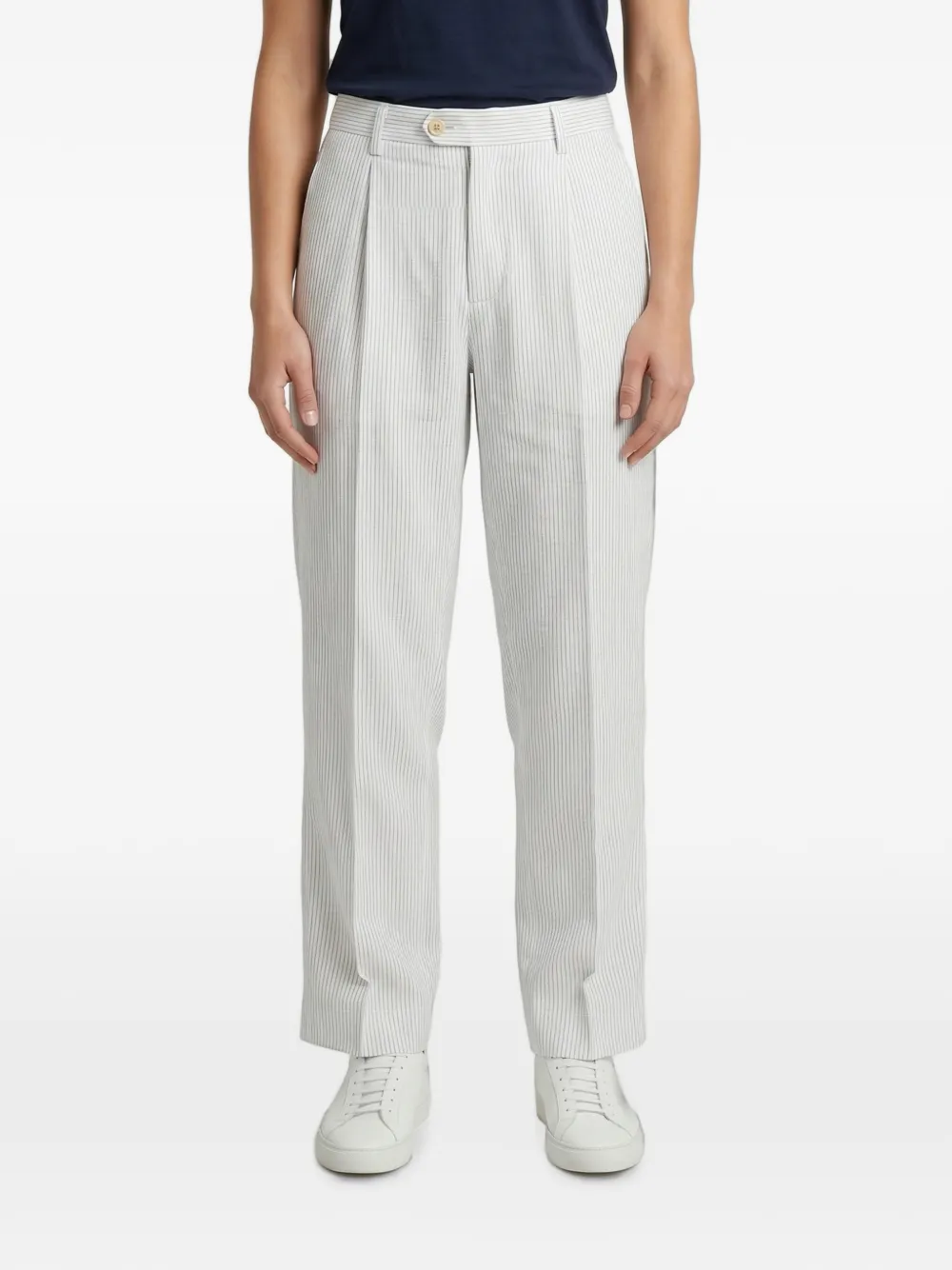 Brunello Cucinelli striped relaxed-fit trousers - Bianco