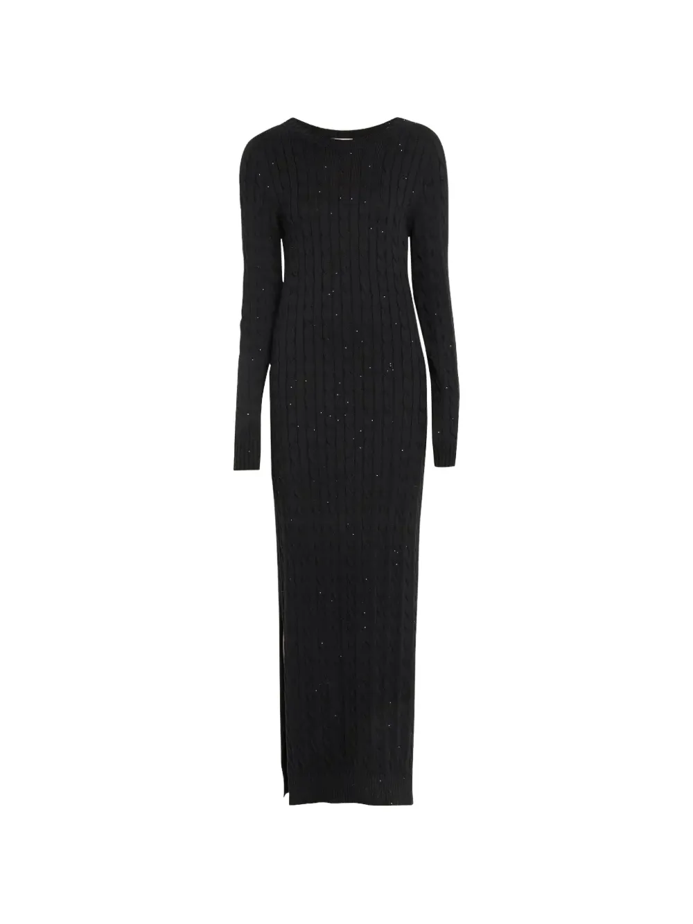 Brunello Cucinelli cable-knit sequin-embellished maxi dress - Nero