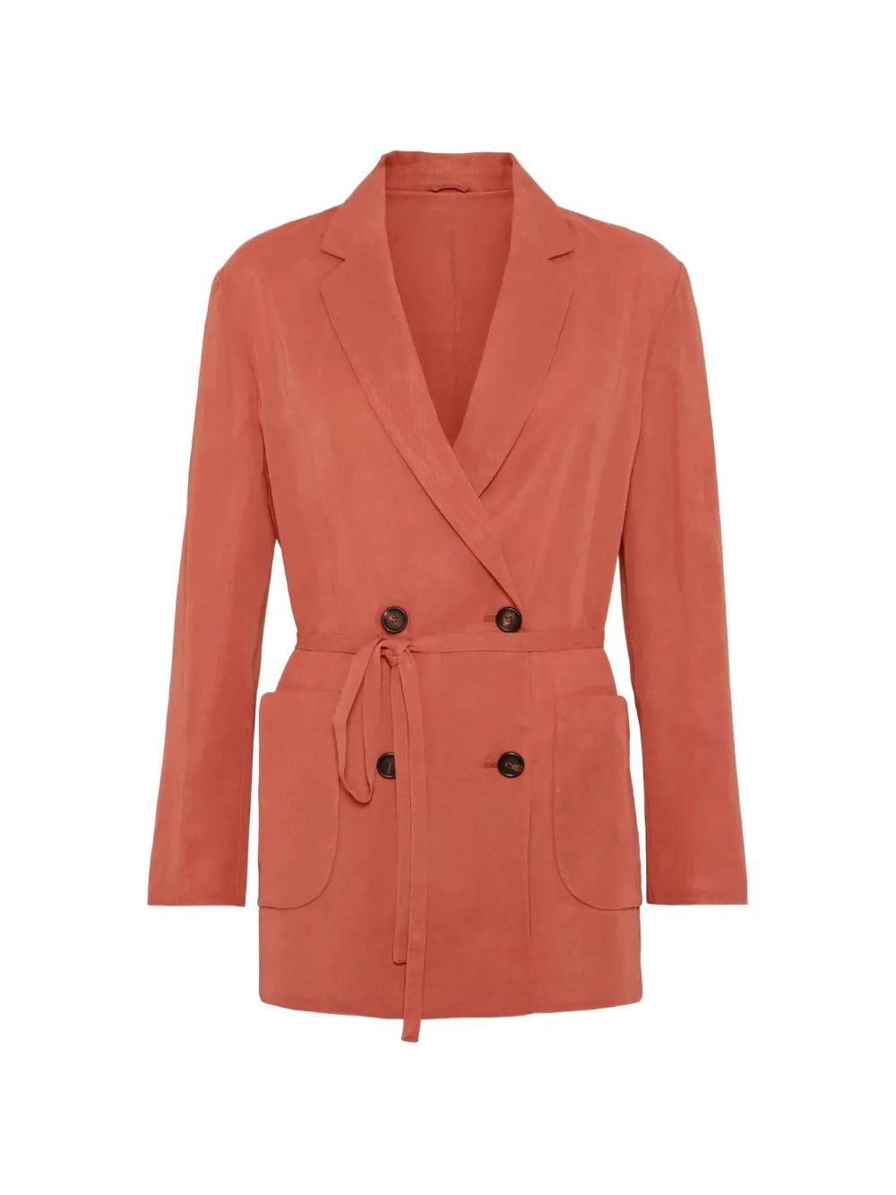 Brunello Cucinelli belted double-breasted jacket - Arancione