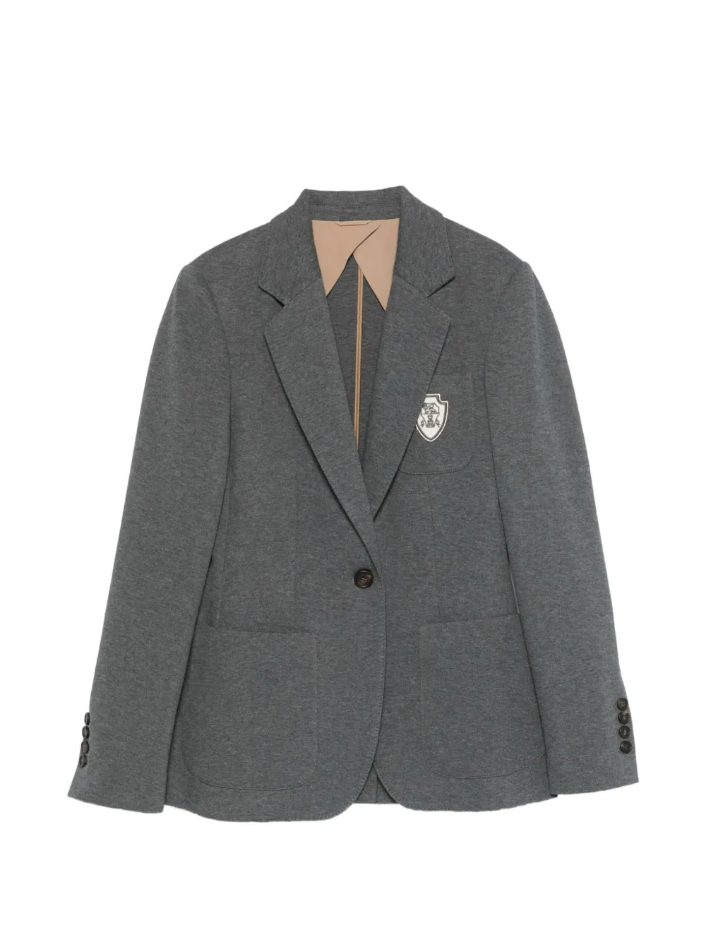 Brunello Cucinelli tailored logo-patch jacket - Grau
