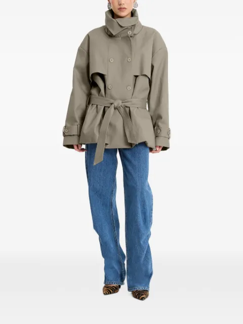 ROTATE BIRGER CHRISTENSEN short trench coat in aluminum