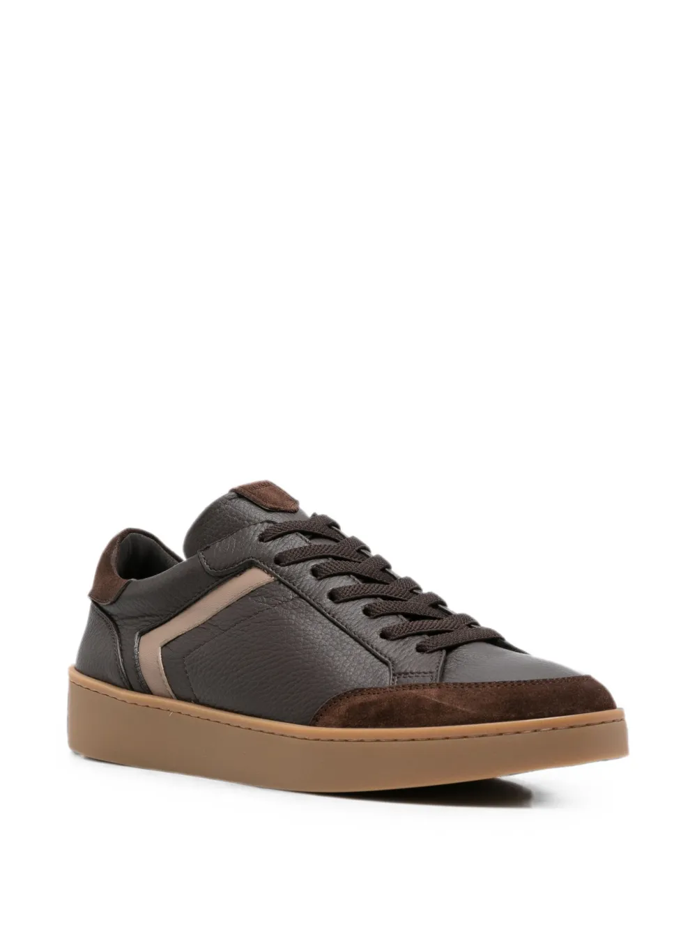 Canali Nuvola leren sneakers met vlakken Bruin