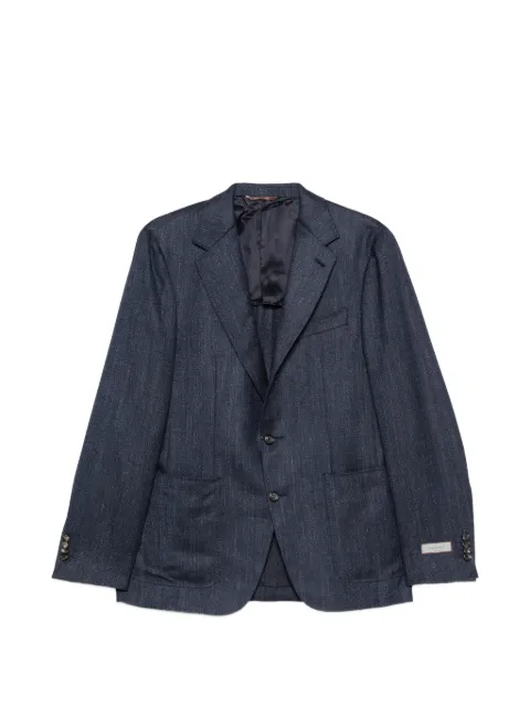 Canali herringbone-weave notched-lapel blazer