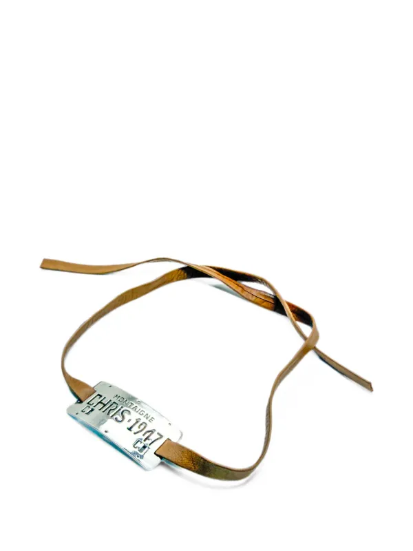 Dior Pre-owned Leather Logo-plaque Choker in Silver