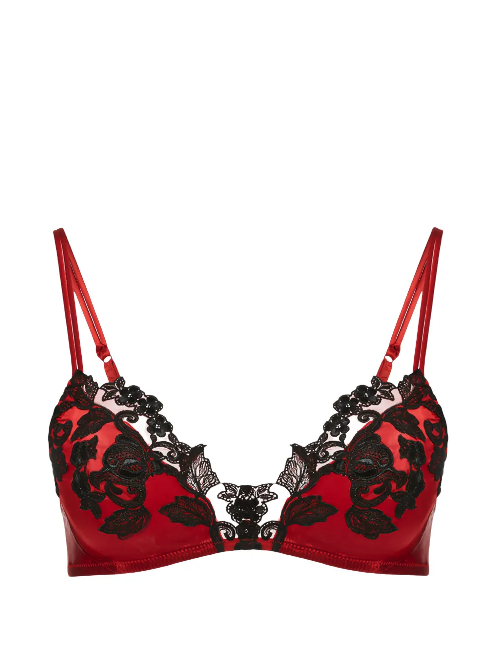 La Perla Maison Frastaglio Silk Bra In Red