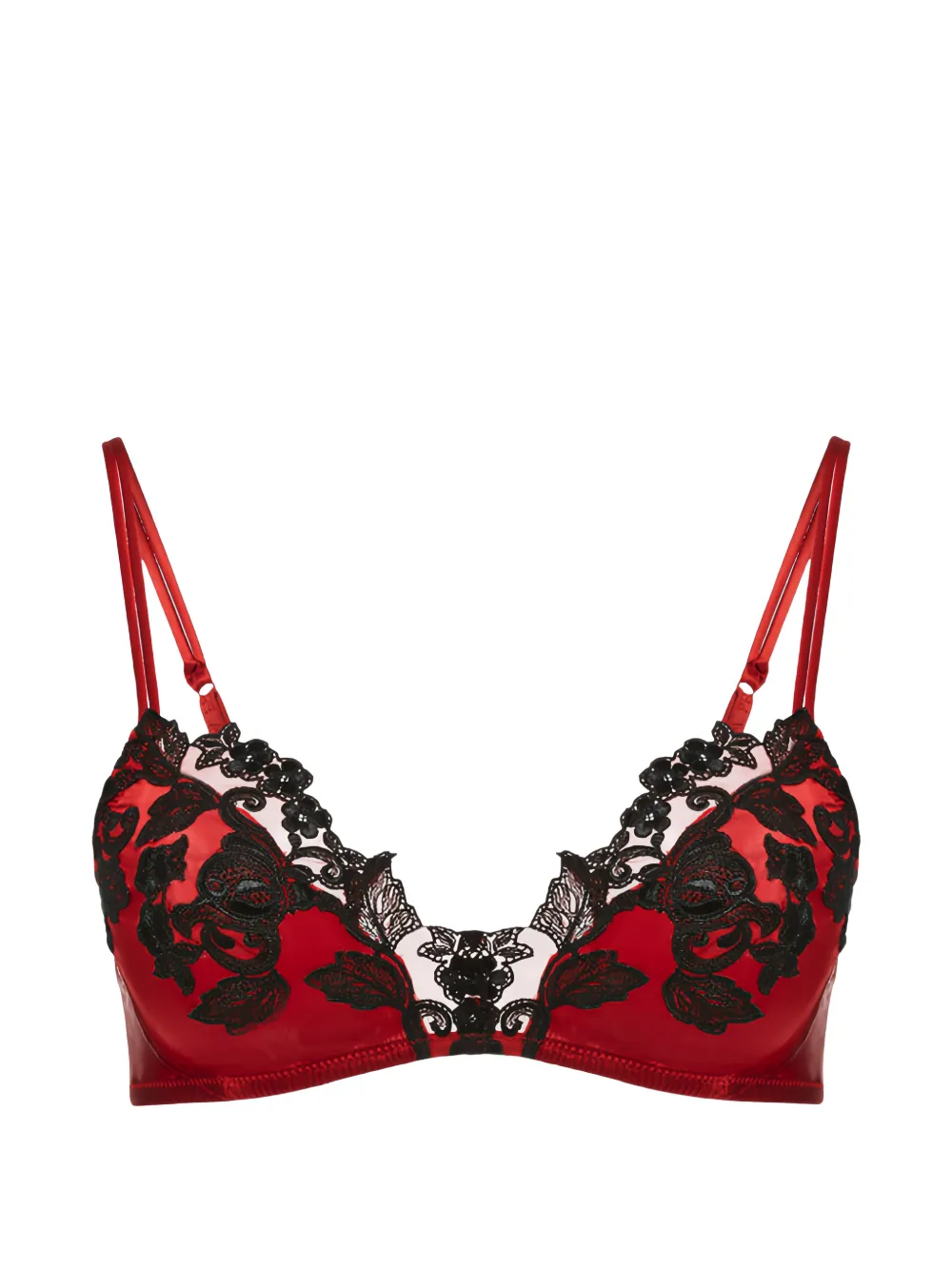 La Perla Maison frastaglio silk bra - Rosso