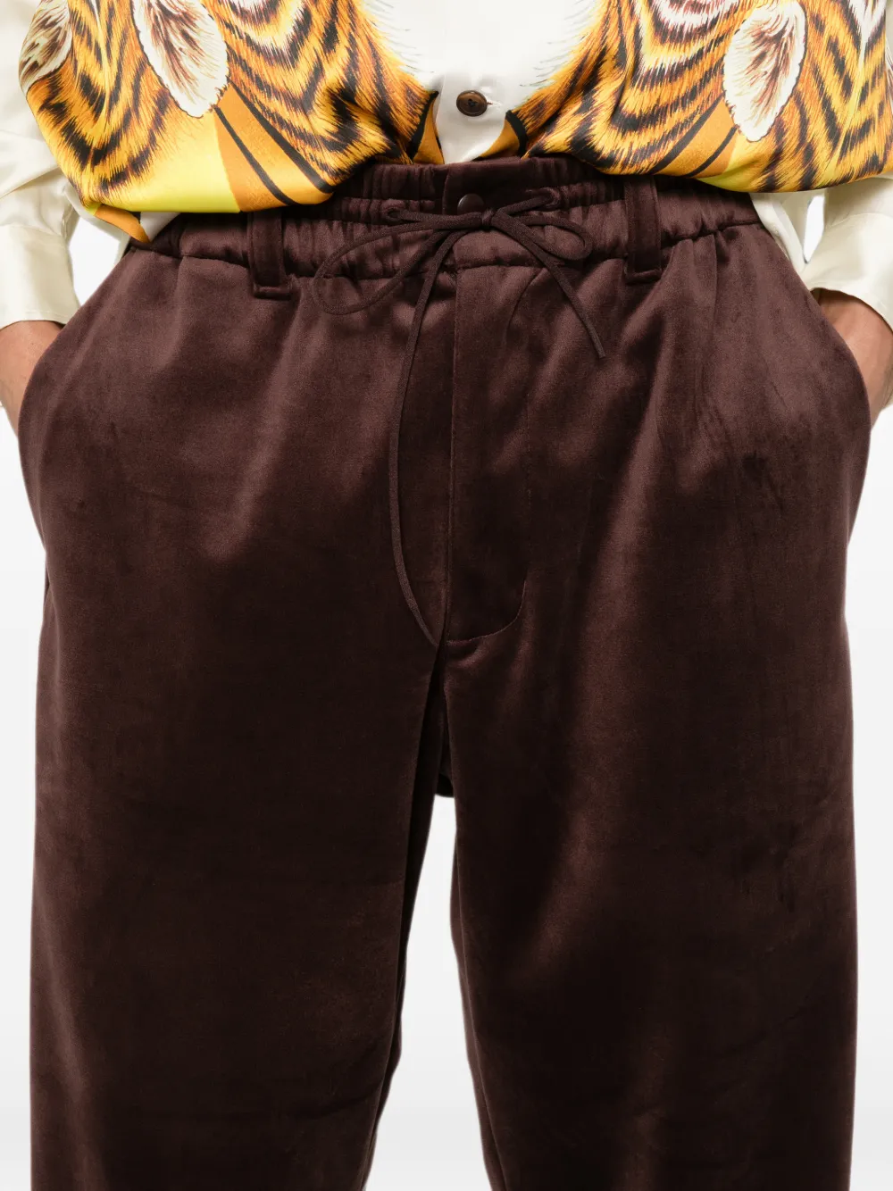 Y-3 Fluwelen trainingsbroek met trekkoord Rood