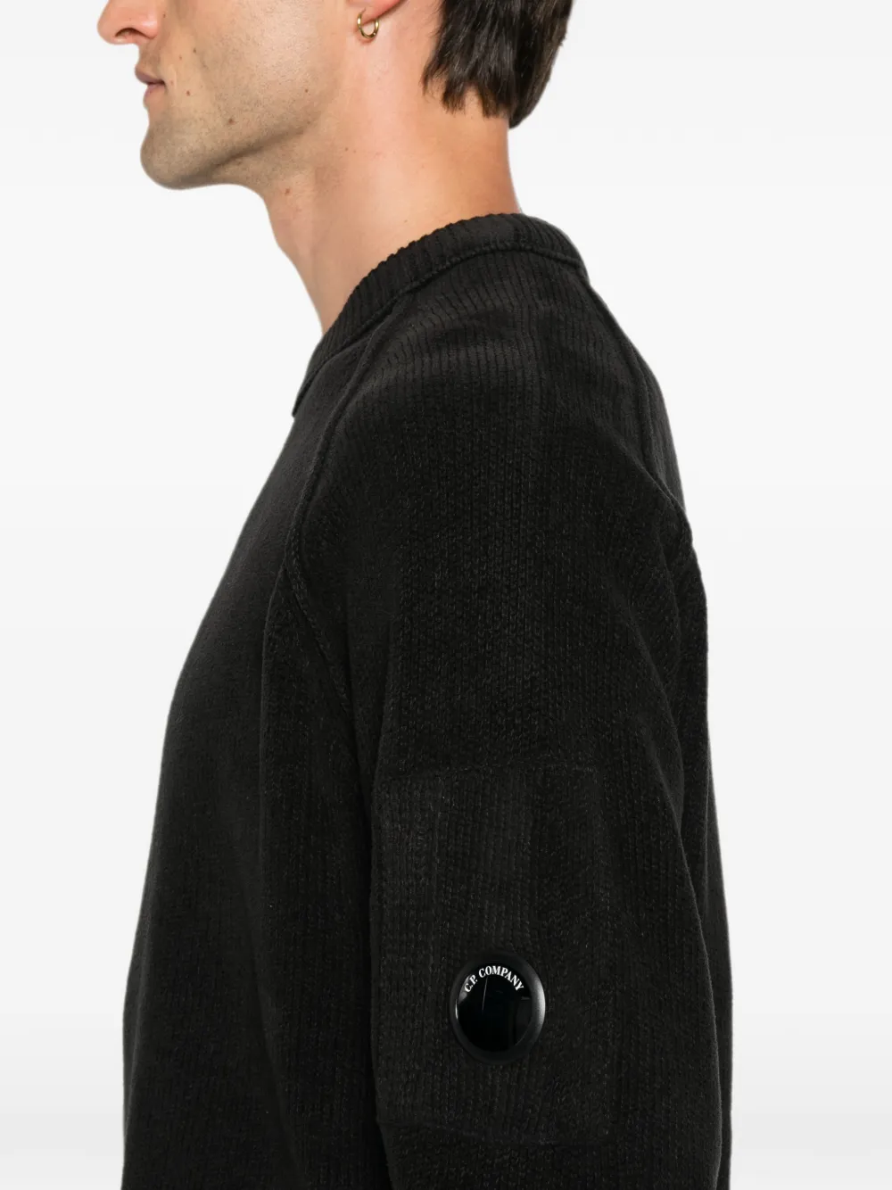 C.P. Company Ribgebreid vest met Lens-detail Zwart