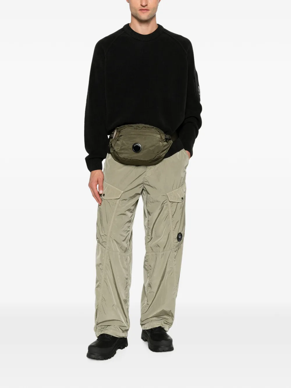 C.P. Company Ribgebreid vest met Lens-detail Zwart