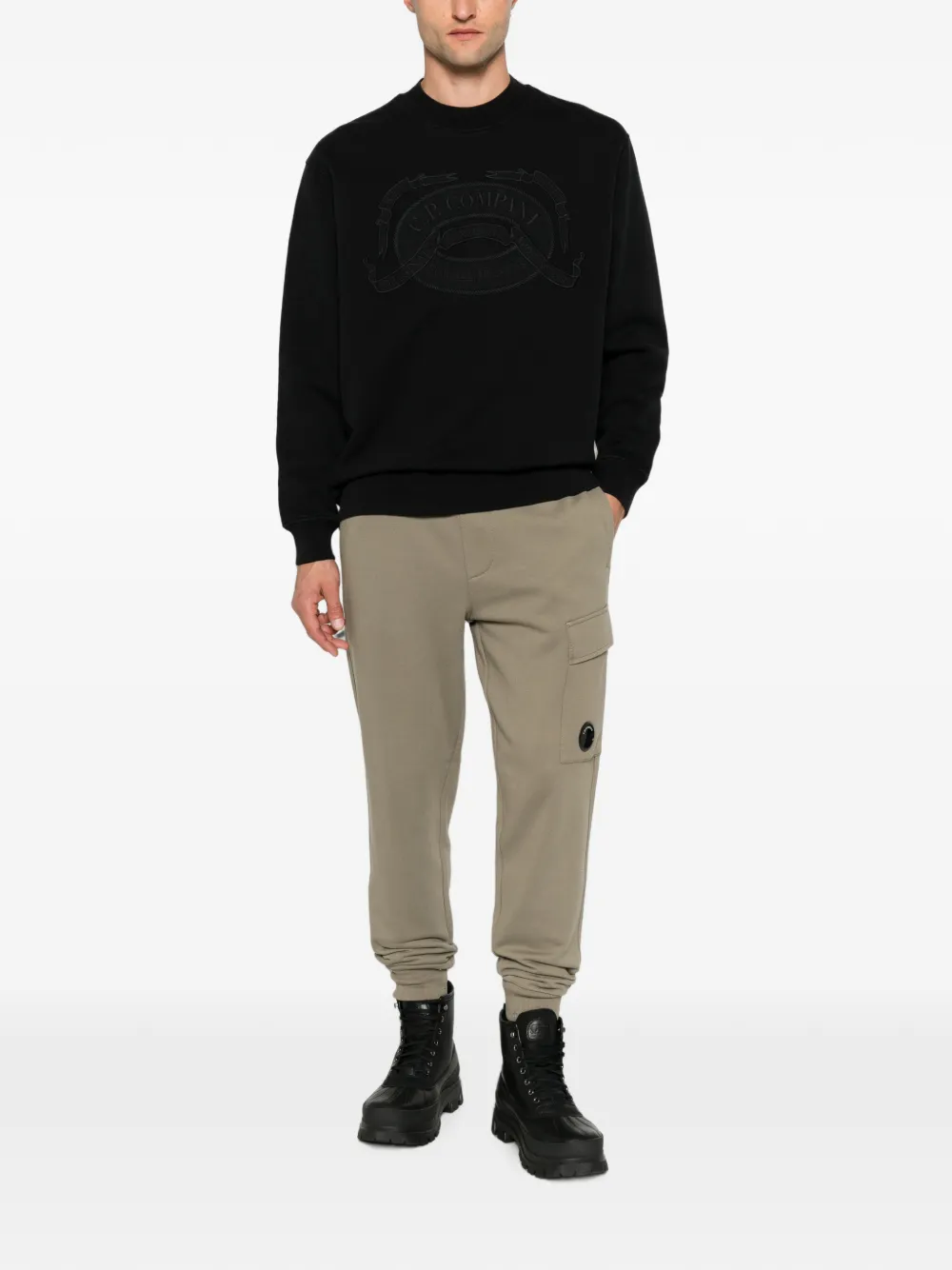 C.P. Company Sweater met geborduurd logo Zwart