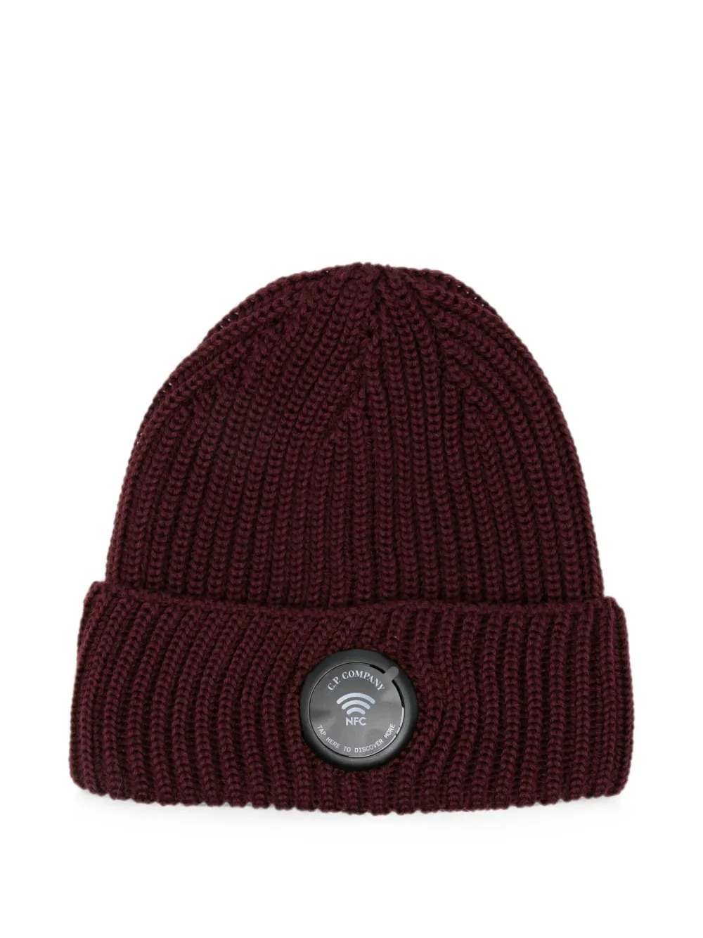 C.P. Company logo-patch ribbed-knit beanie hat - Rot