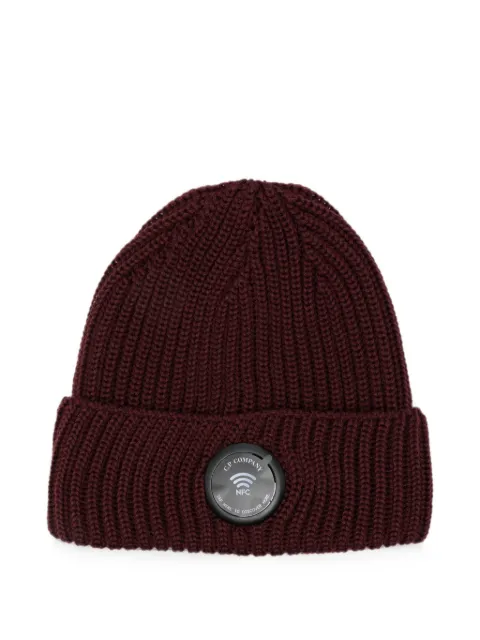 C.P. Company logo-patch ribbed-knit beanie hat