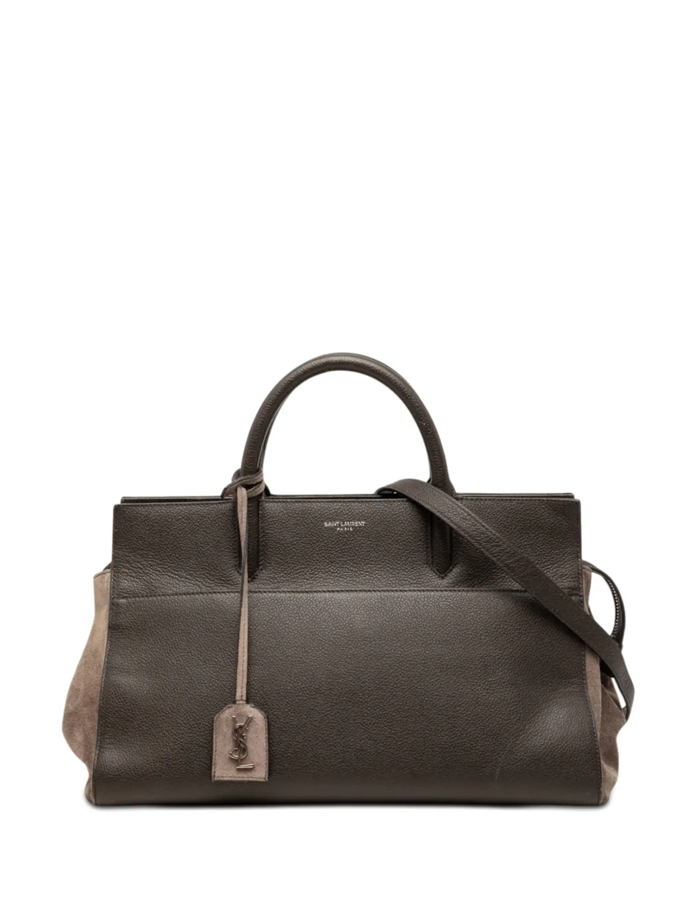 Saint Laurent Pre-Owned Borsa a tracolla Rive Gauche Cabas piccola in pelle liscia e scamosciata 2016 - Marrone