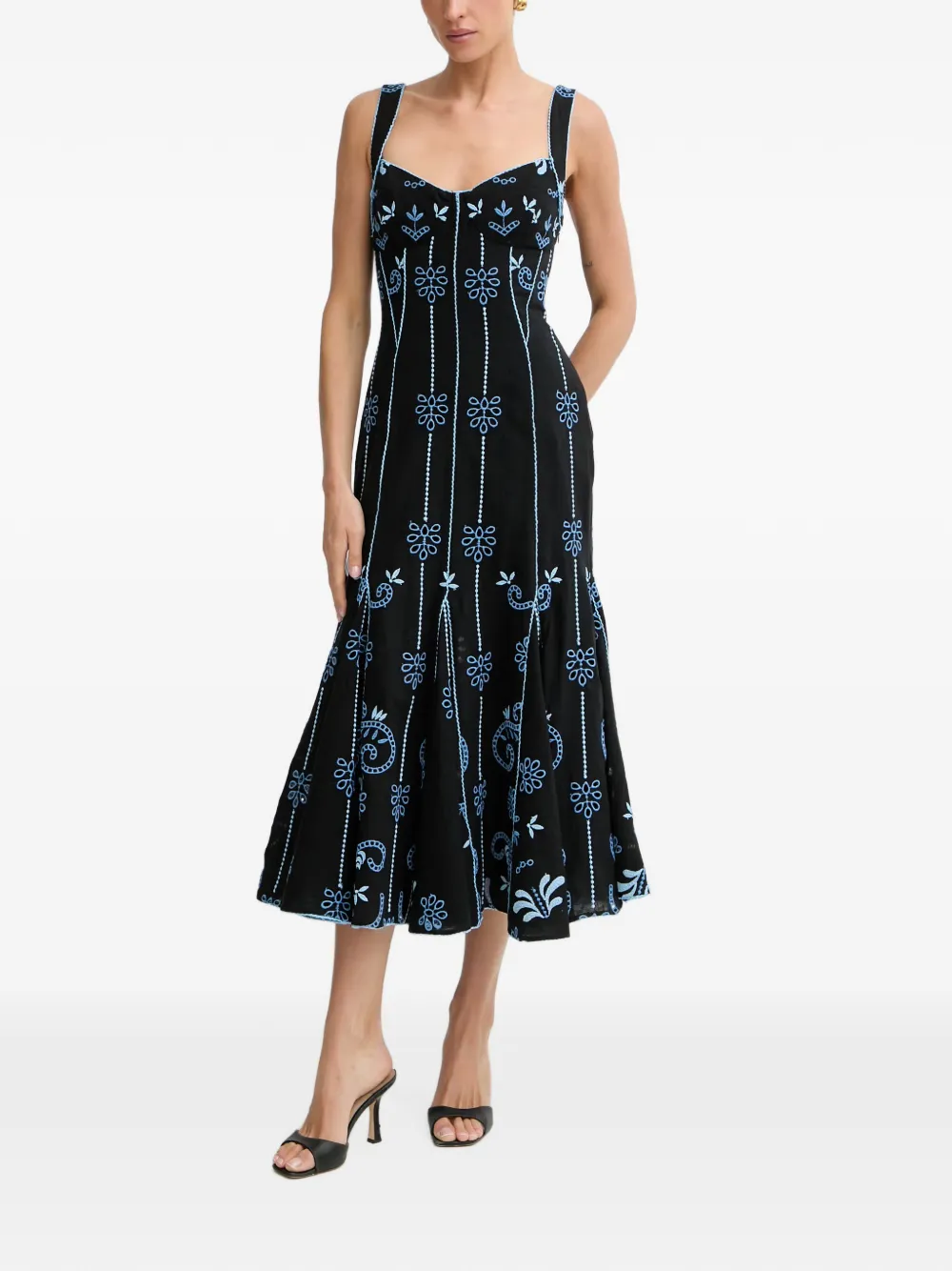 Charo Ruiz Ibiza Naia embroidered sleeveless maxi dress - Nero