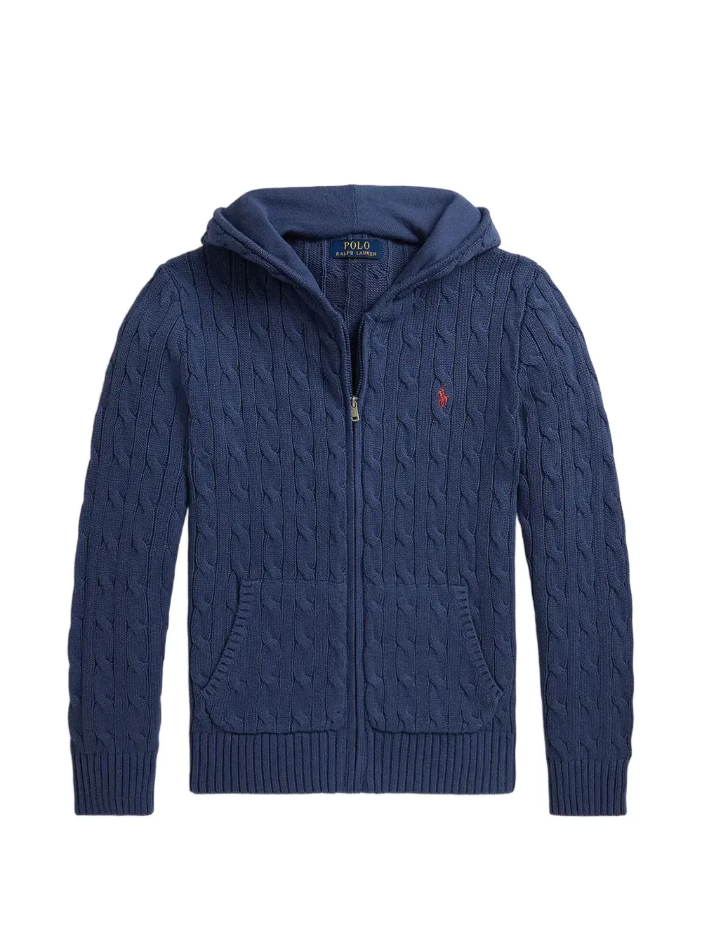 POLO RALPH LAUREN KIDS cable-knit zip-up hoodie - Blu
