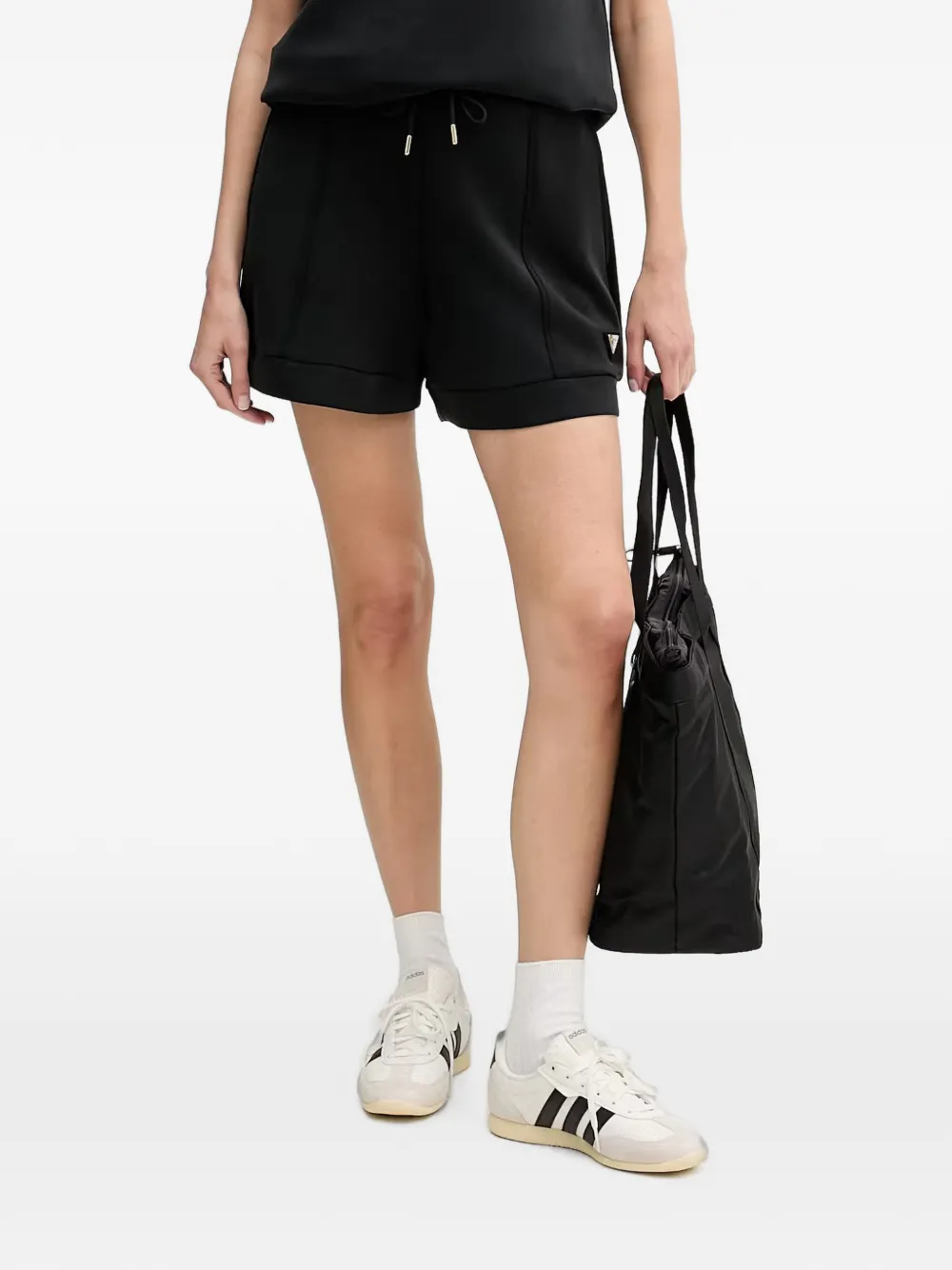 GUESS USA logo-plaque drawstring shorts - Nero