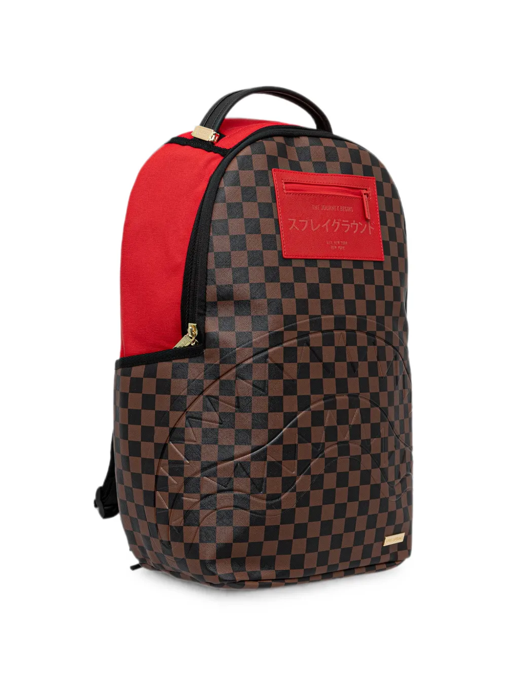 Sprayground Geruite rugzak met haai-detail Bruin