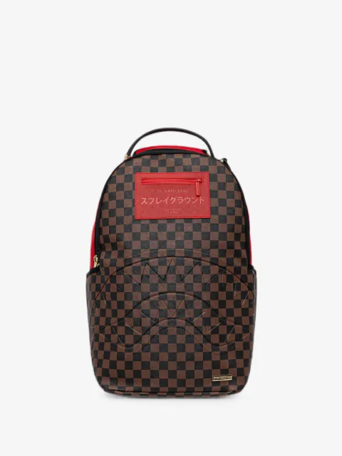Sprayground Karierter Rucksack mit Haifischmund