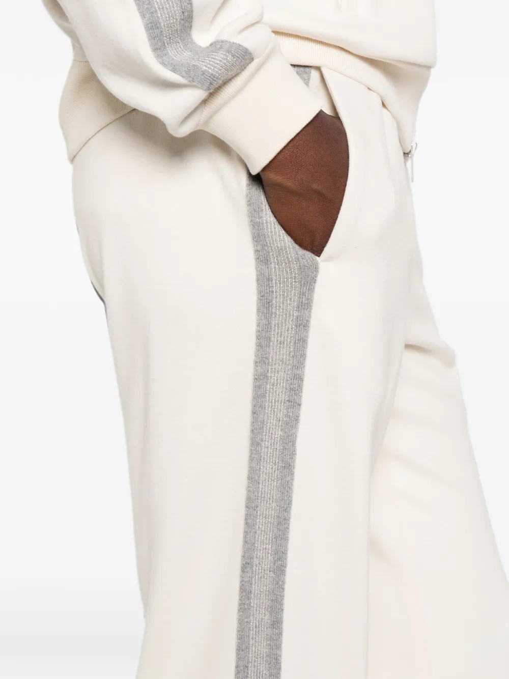 Peserico Trainingsbroek met zijstreep Beige