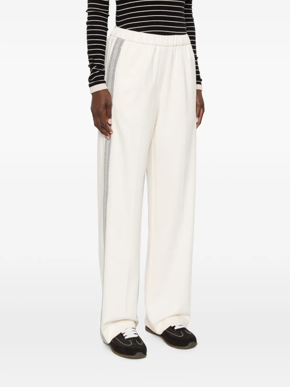 Peserico Trainingsbroek met zijstreep Beige
