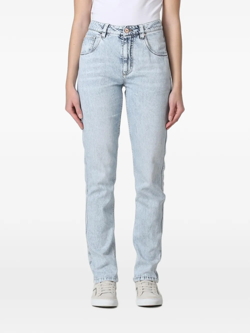 Brunello Cucinelli five-pocket straight-leg jeans - Blu
