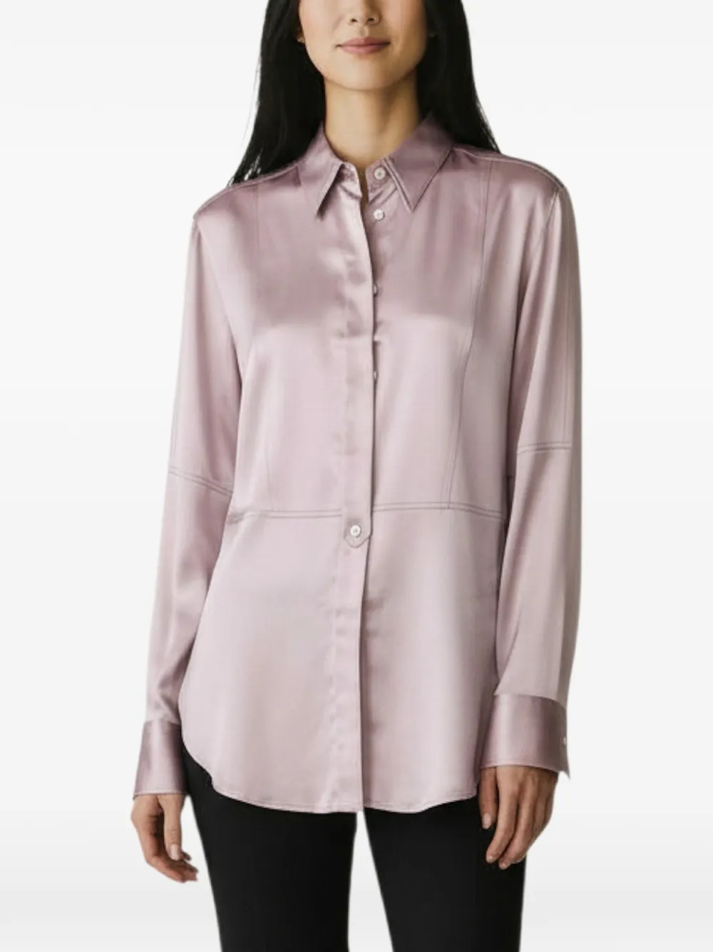 Brunello Cucinelli long-sleeve satin-finish shirt - Rosa