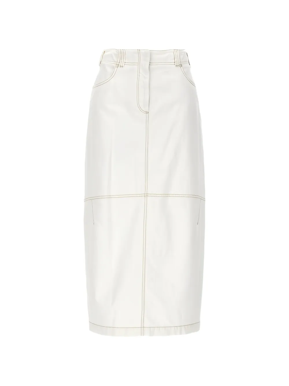 Brunello Cucinelli contrast-stitch straight skirt - Bianco