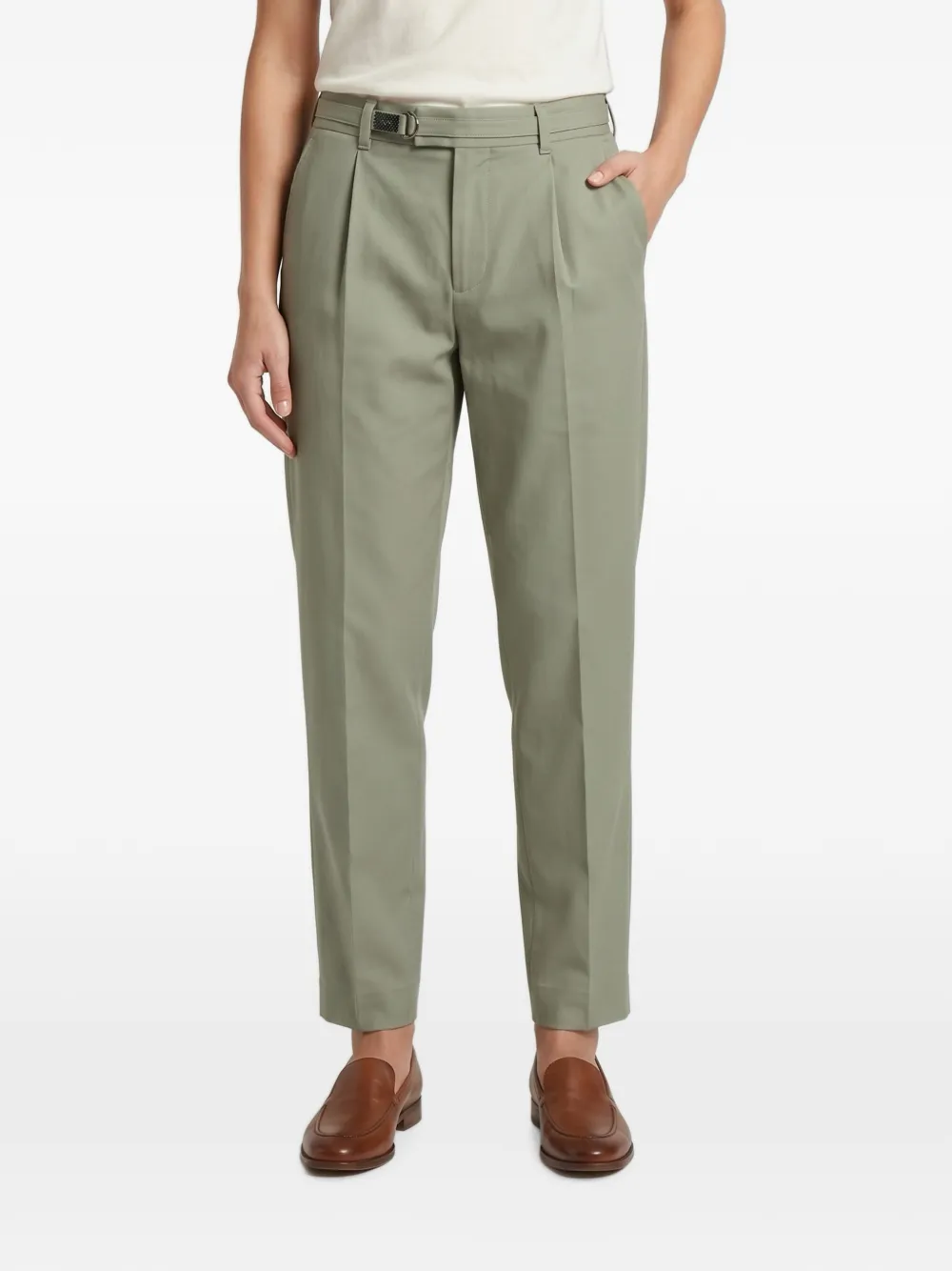 Brunello Cucinelli Monili-embellished pleated trousers - Grün