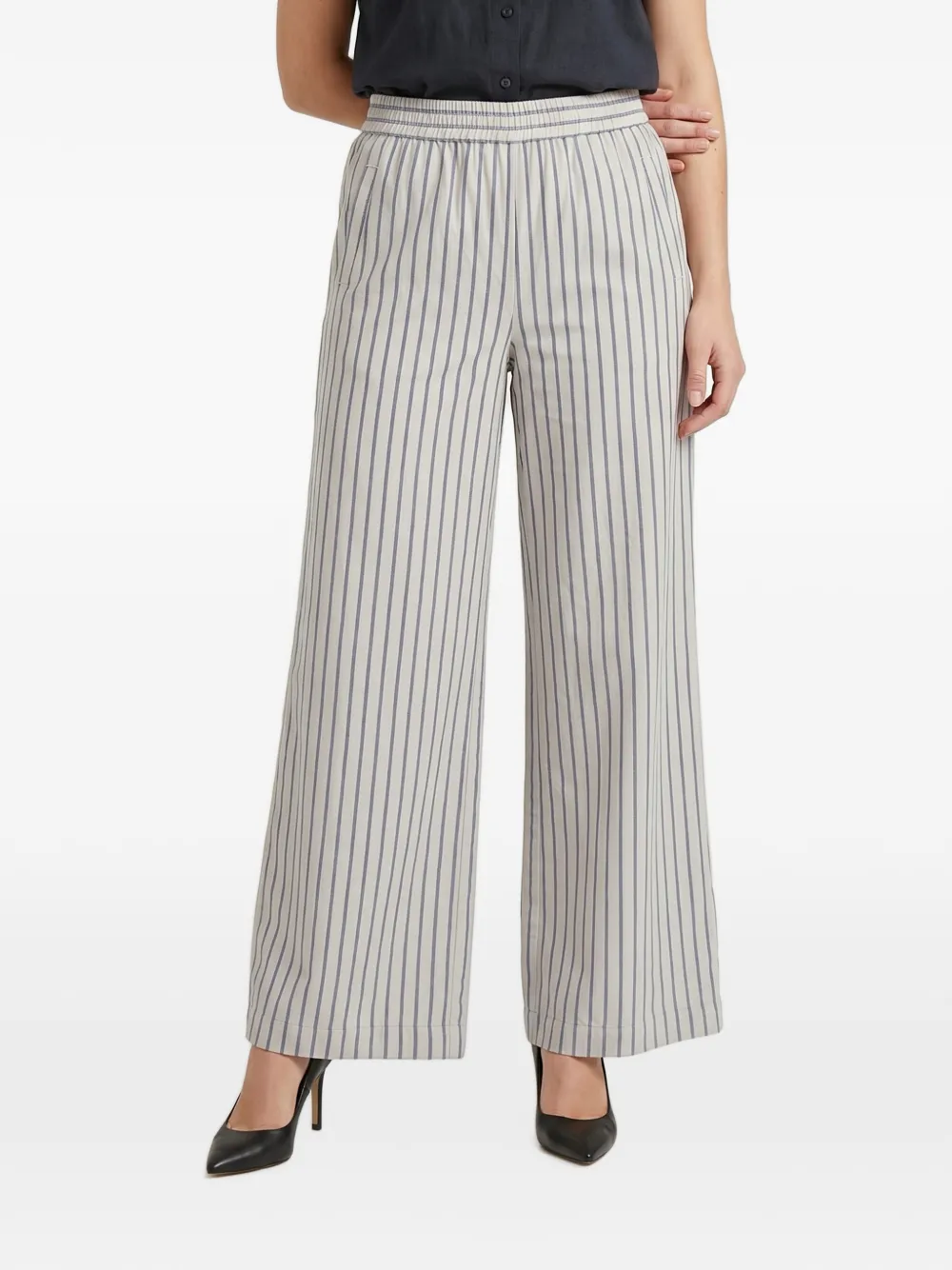 Brunello Cucinelli striped wide-leg trousers - Weiß