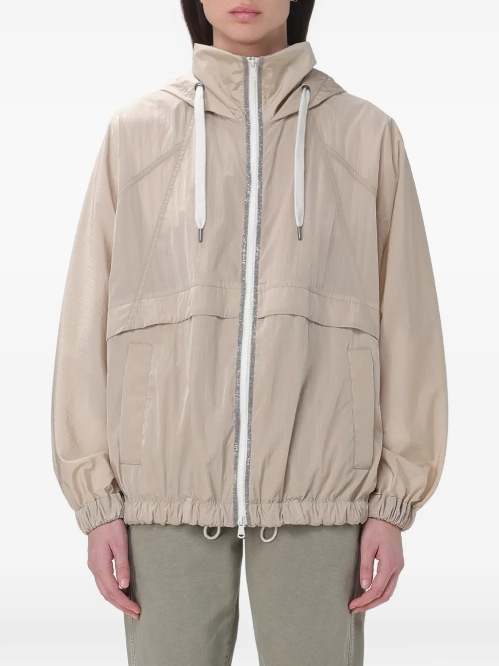 Brunello Cucinelli monili-trim hooded jacket - Nude