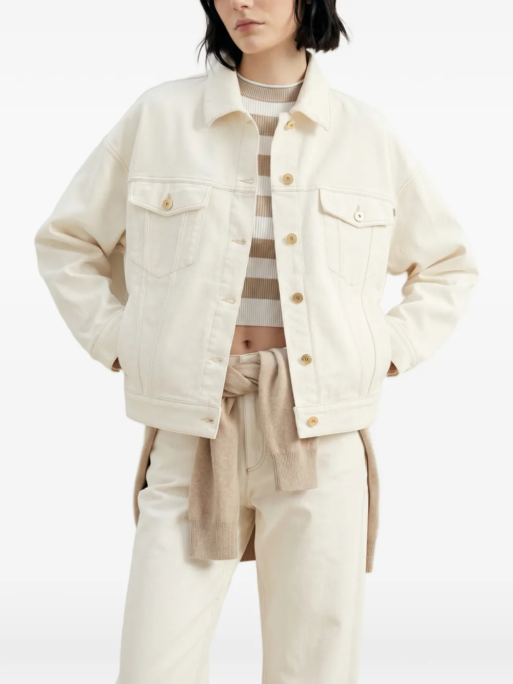 Brunello Cucinelli button-up denim jacket - Toni neutri