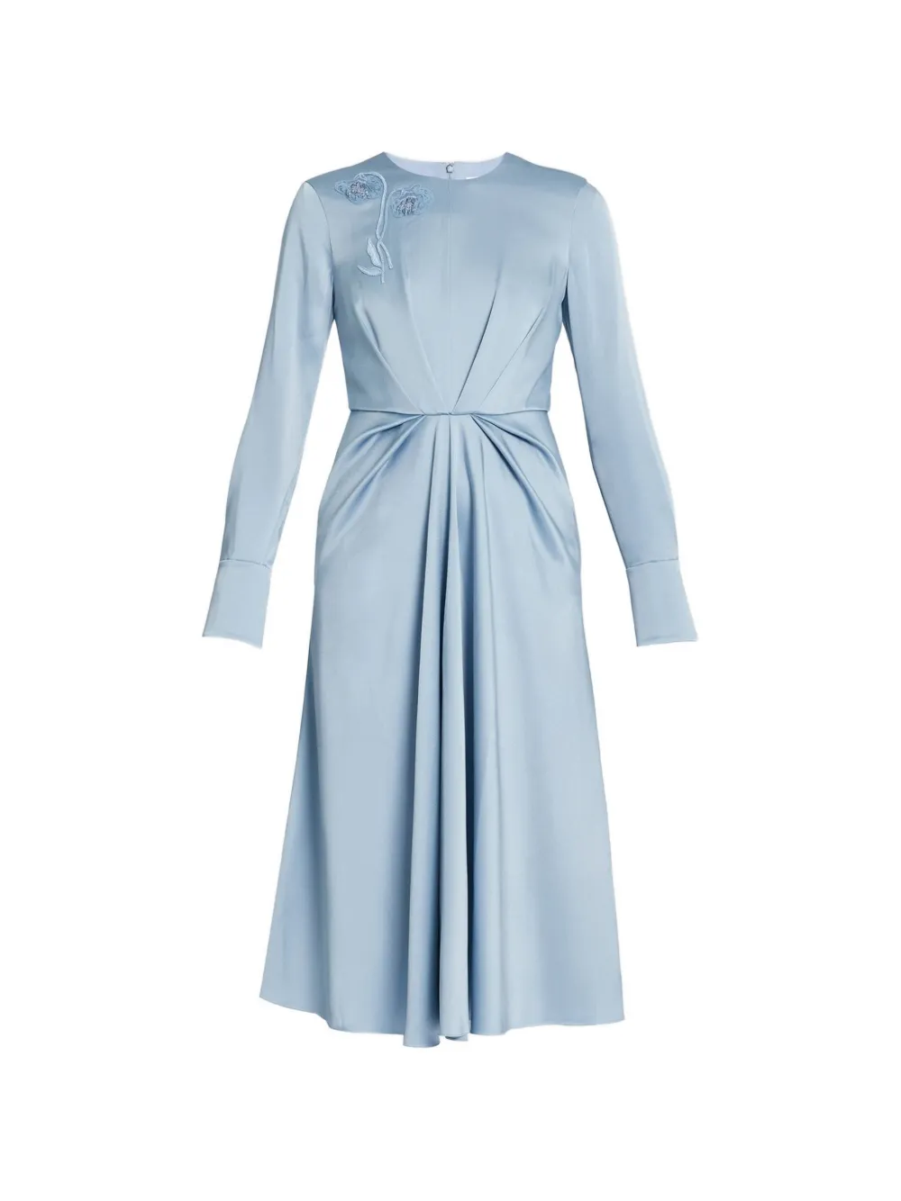 ERDEM embroidered draped long-sleeved midi dress - Blu