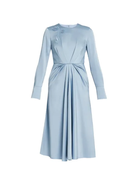 ERDEM embroidered draped long-sleeved midi dress