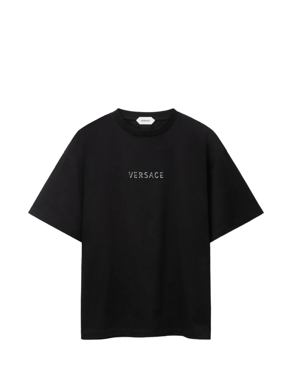 Versace embroidered-logo cotton-jersey regular t-shirt Zwart