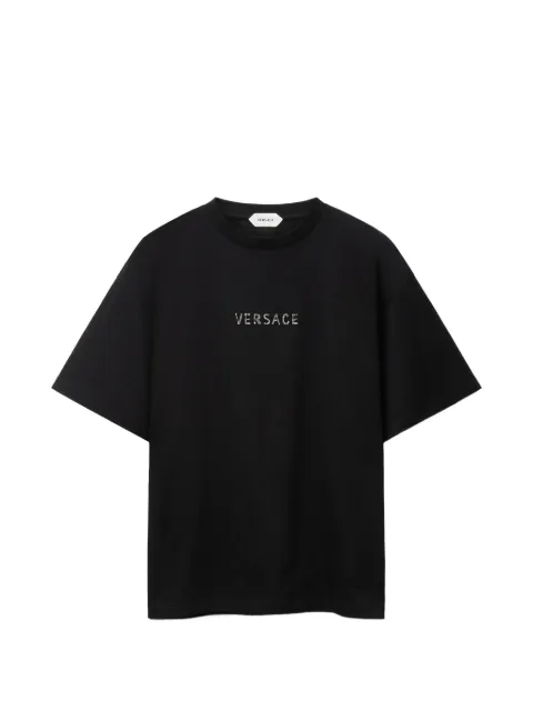 Versace T-Shirt aus Baumwolljersey mit gesticktem Logo