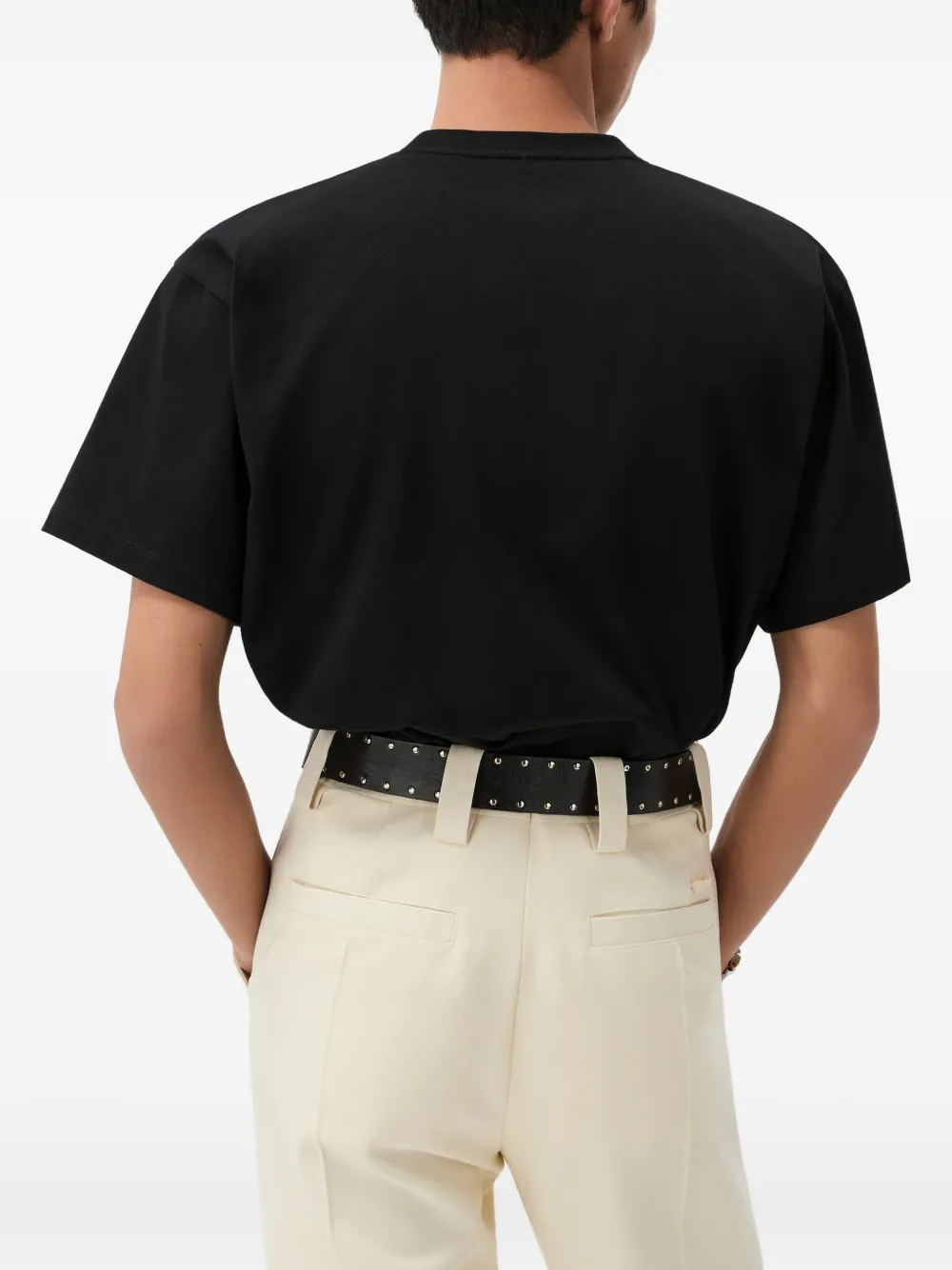Versace embroidered-logo cotton-jersey regular t-shirt Zwart