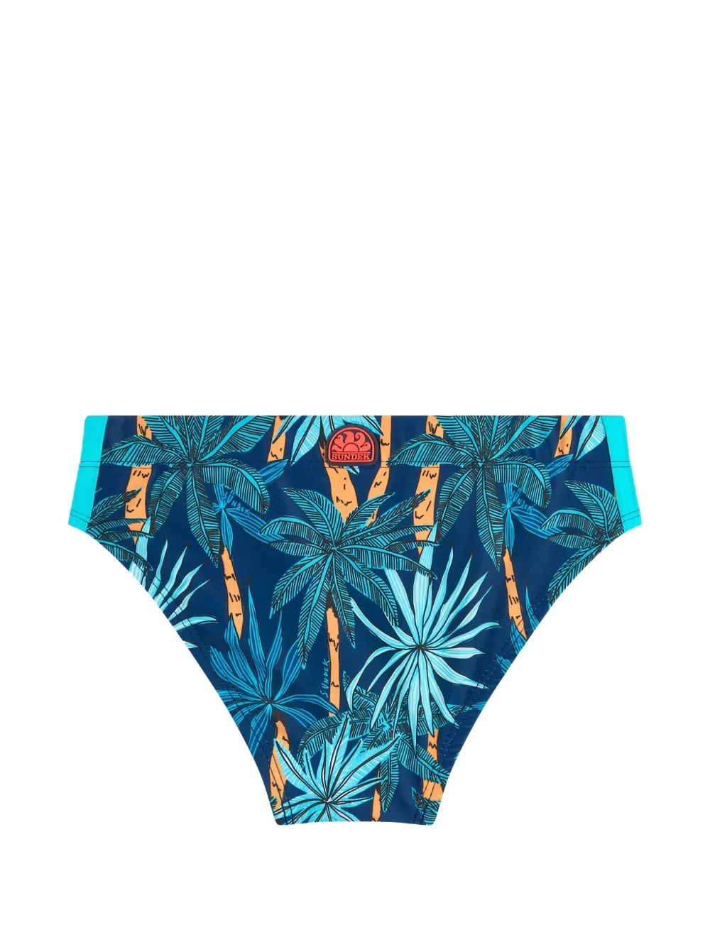 Sundek Zwembroek met trekkoord en palmprint Blauw