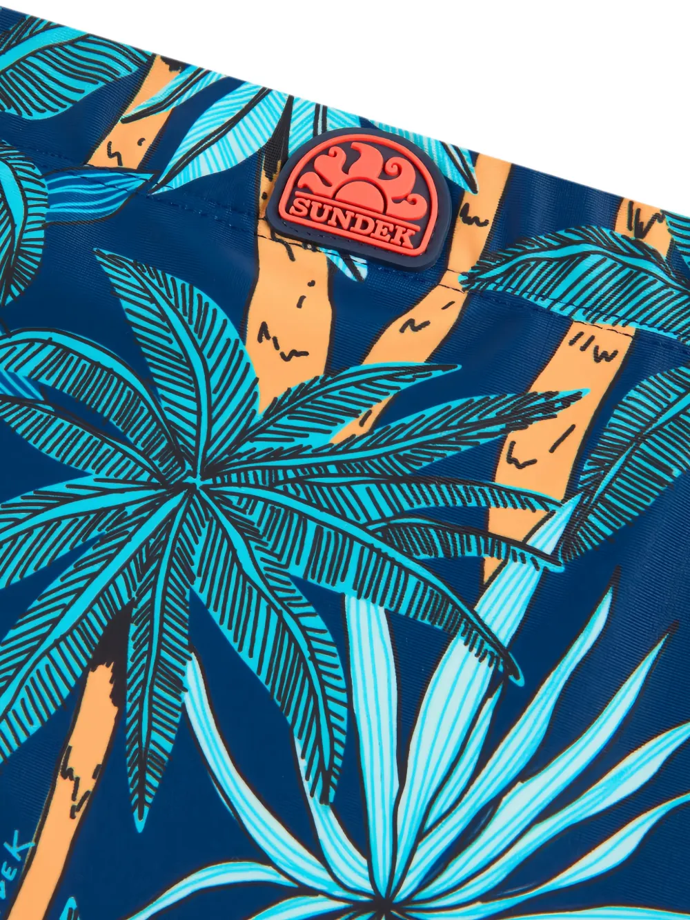 Sundek Zwembroek met trekkoord en palmprint Blauw