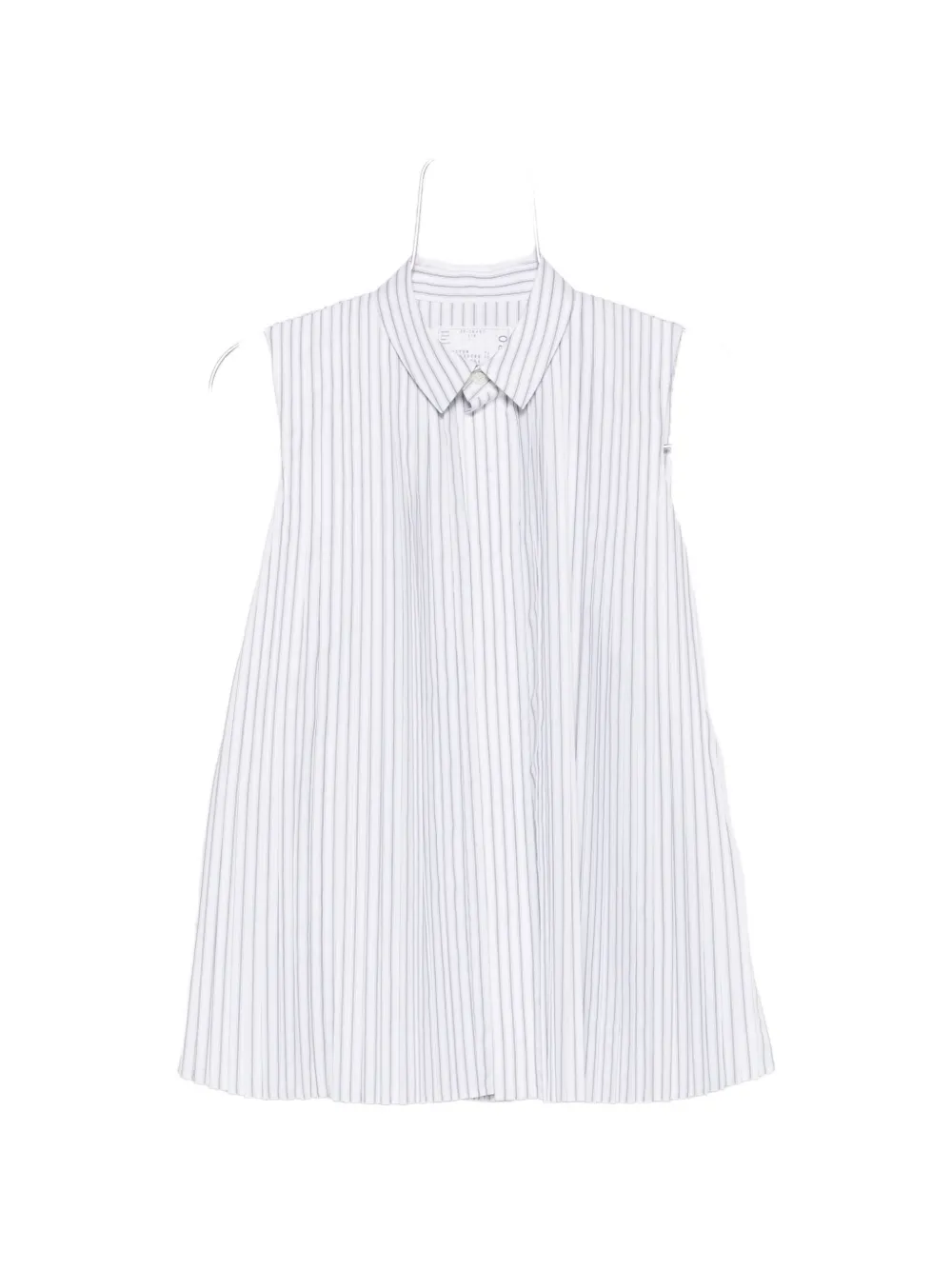sacai stripe-print pleated-back top - Schwarz